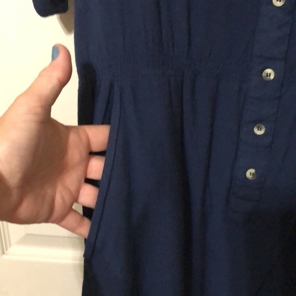 Navy button front dress size M - Picture 3 of 5